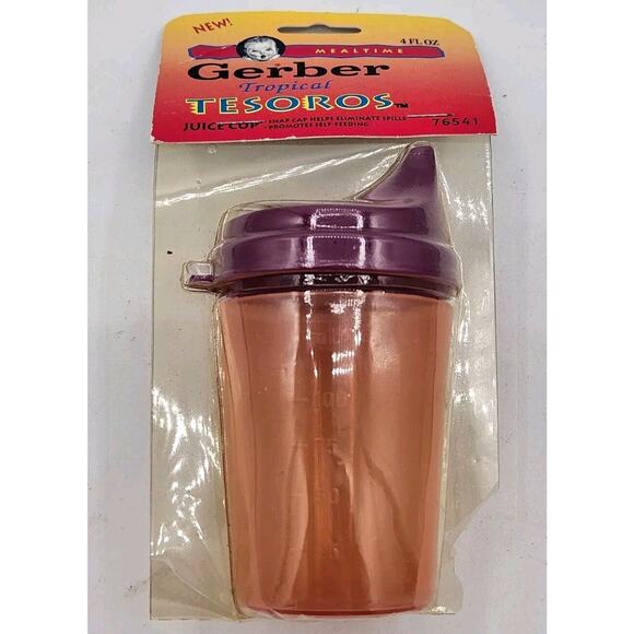 Vintage‎ 1990's Gerber Baby Mealtime Juice Sippy Cup Tropical 4oz New - Picture 1 of 5